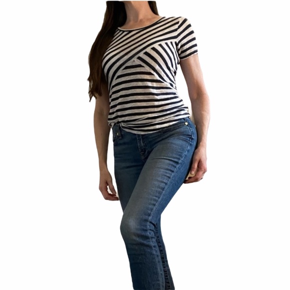 J Crew Blue and white tee shirt top size small - Picture 2 of 14